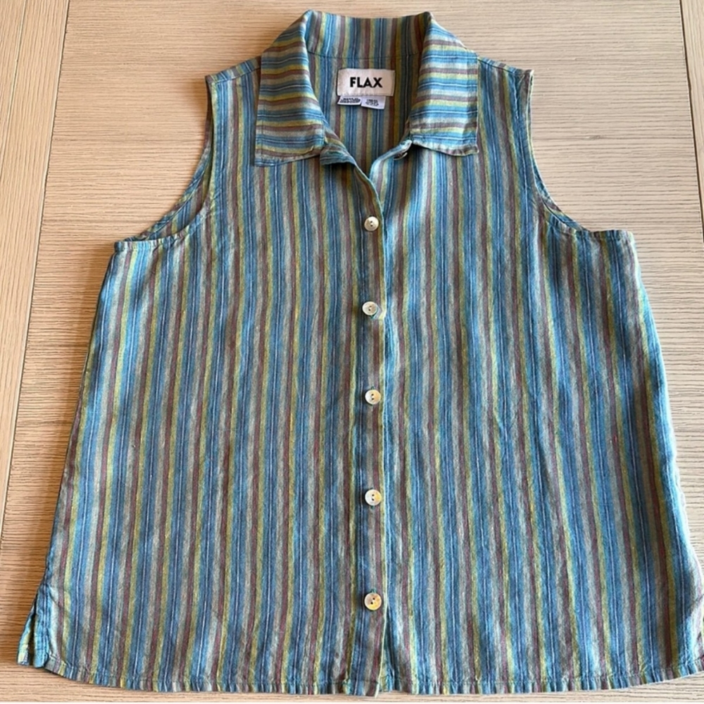 Flax Multicolor Striped Button Down Shirt